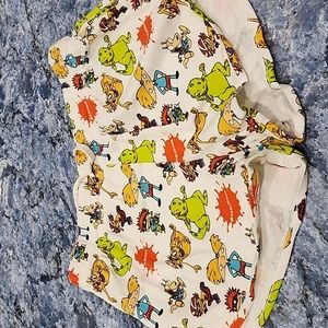 Nickelodeon White Shorts with Green, Orange and Yellow Characters